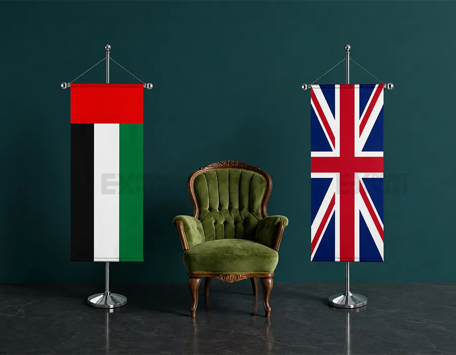 Conference flags hanging uae