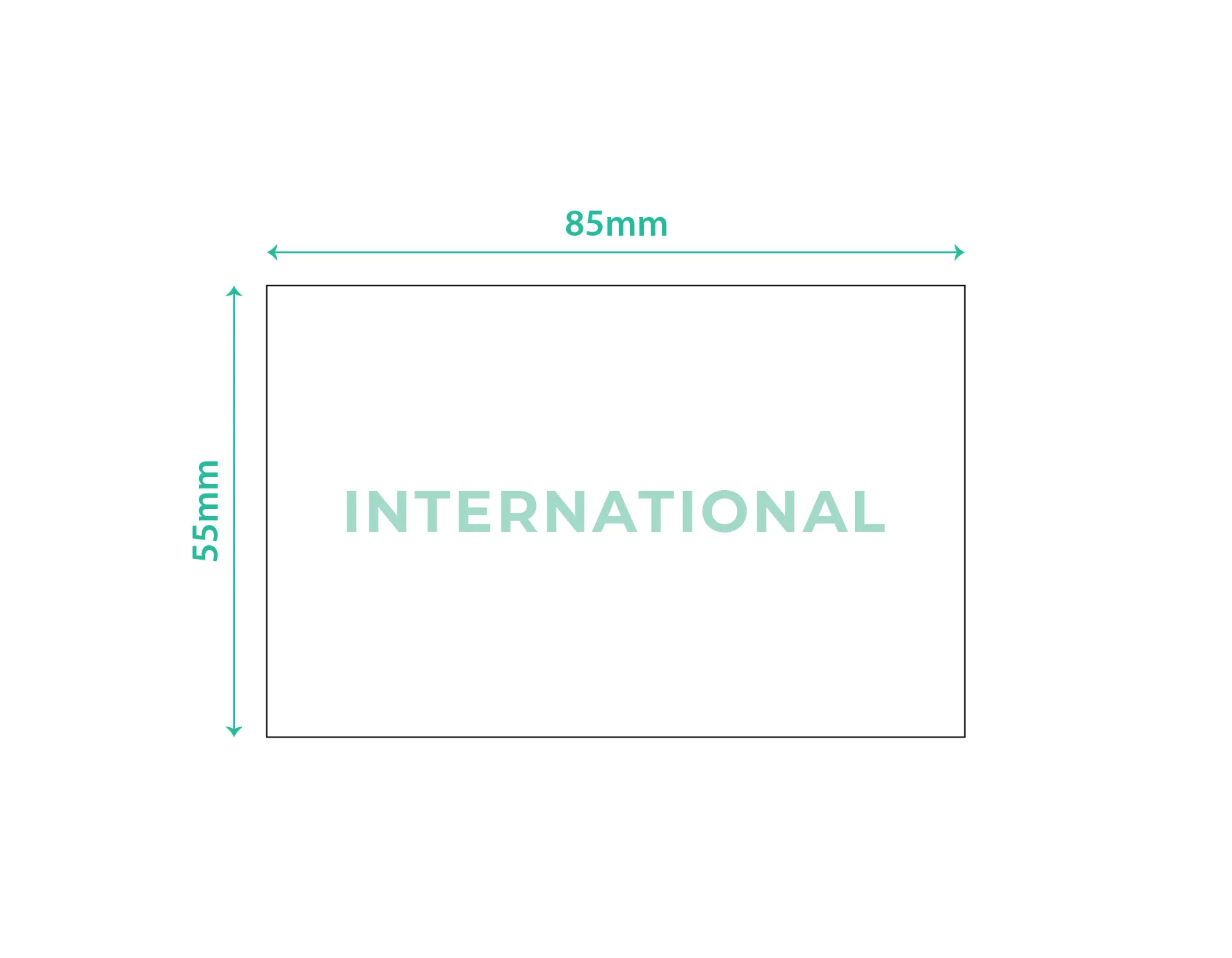 Business card in international standard size 85x55mm